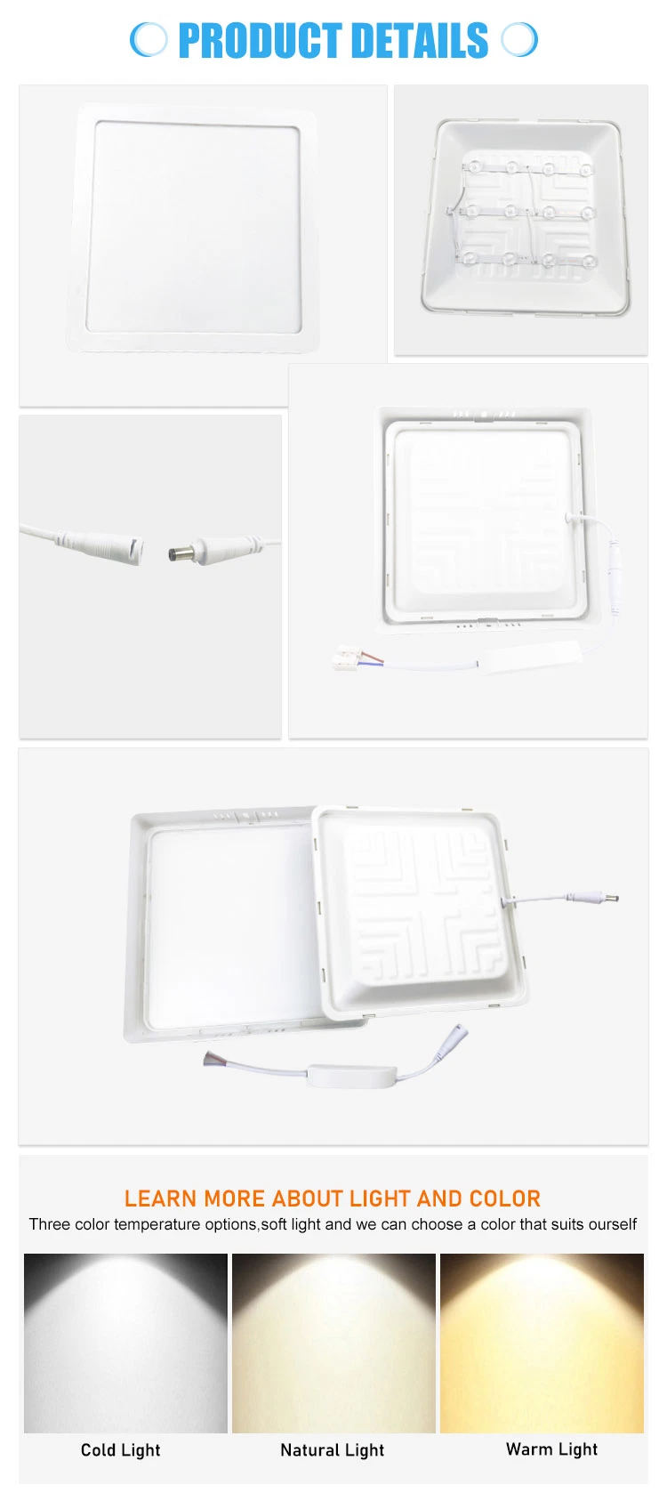 Round/Square LED Plastic Panel Light Surface Mounted Downlight 18W